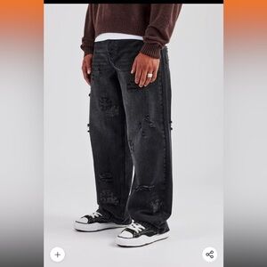 CERNUCCI RHINESTONE MOTIF BAGGY JEAN